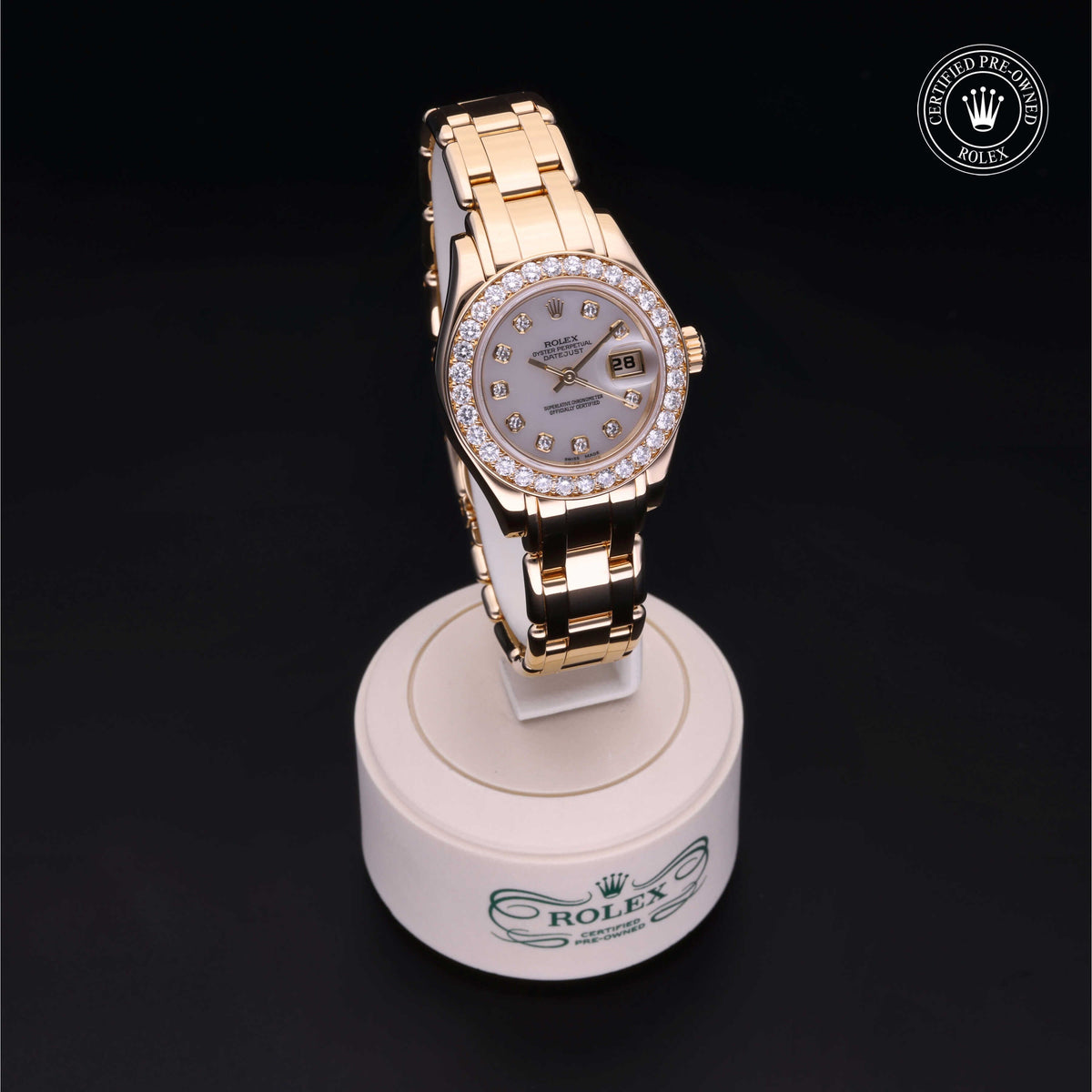 Rolex Certified Pre-Owned Pearlmaster 29 69298 in 18 ct yellow gold with white mother-of-pearl dial, image 40 of 41