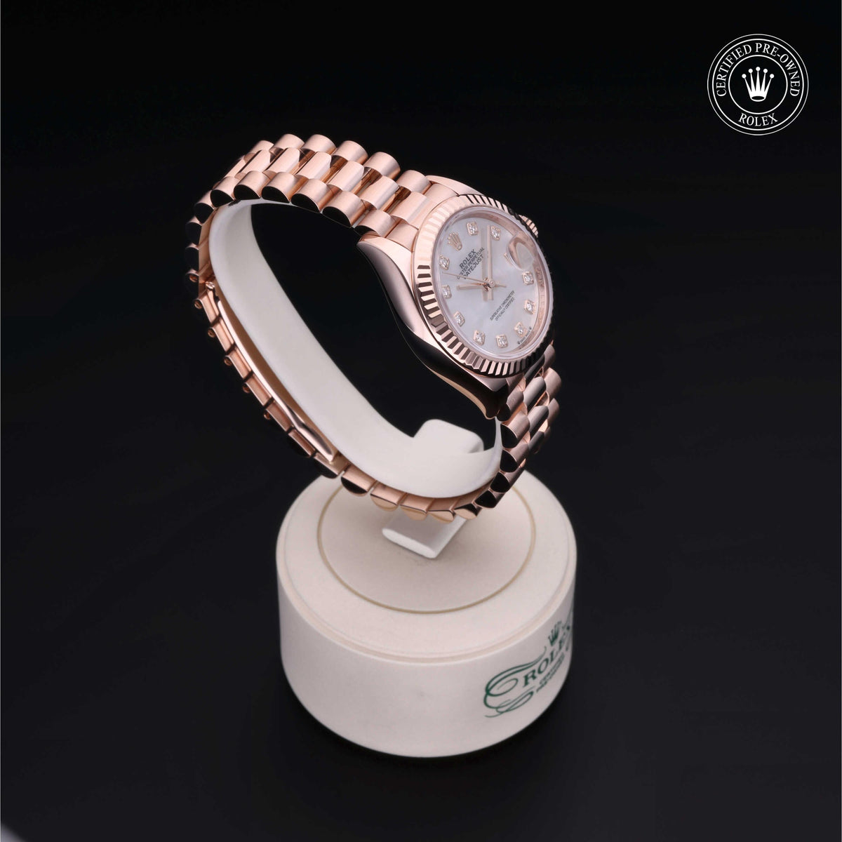 Rolex Certified Pre-Owned Lady-Datejust 28 M279175 in 18 ct Everose gold with white mother-of-pearl dial, image 36 of 41