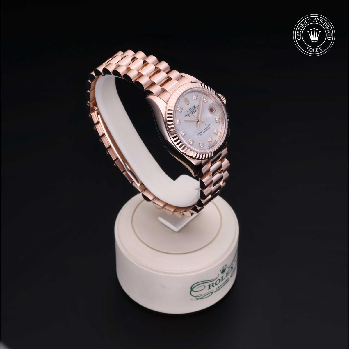 Rolex Certified Pre-Owned Lady-Datejust 28 M279175 in 18 ct Everose gold with white mother-of-pearl dial, image 37 of 41