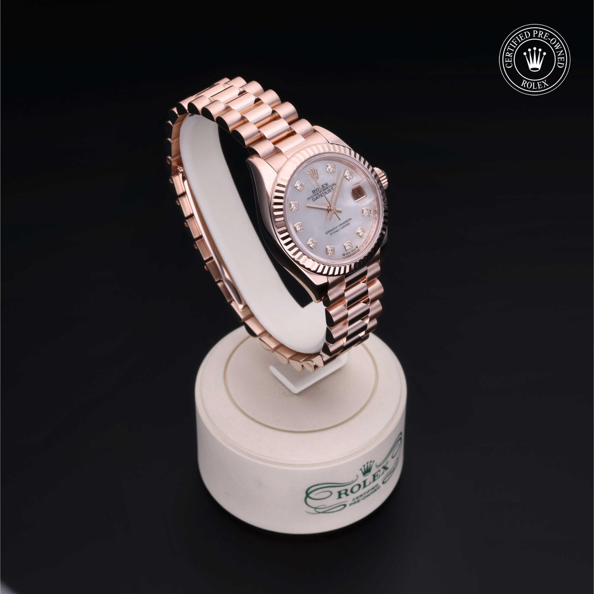 Rolex Certified Pre-Owned Lady-Datejust 28 M279175 in 18 ct Everose gold with white mother-of-pearl dial, image 38 of 41
