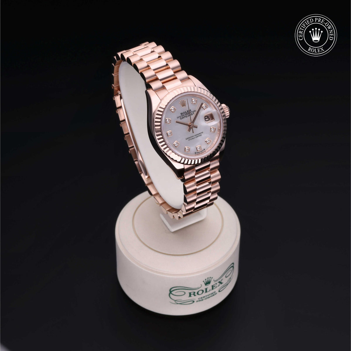 Rolex Certified Pre-Owned Lady-Datejust 28 M279175 in 18 ct Everose gold with white mother-of-pearl dial, image 39 of 41