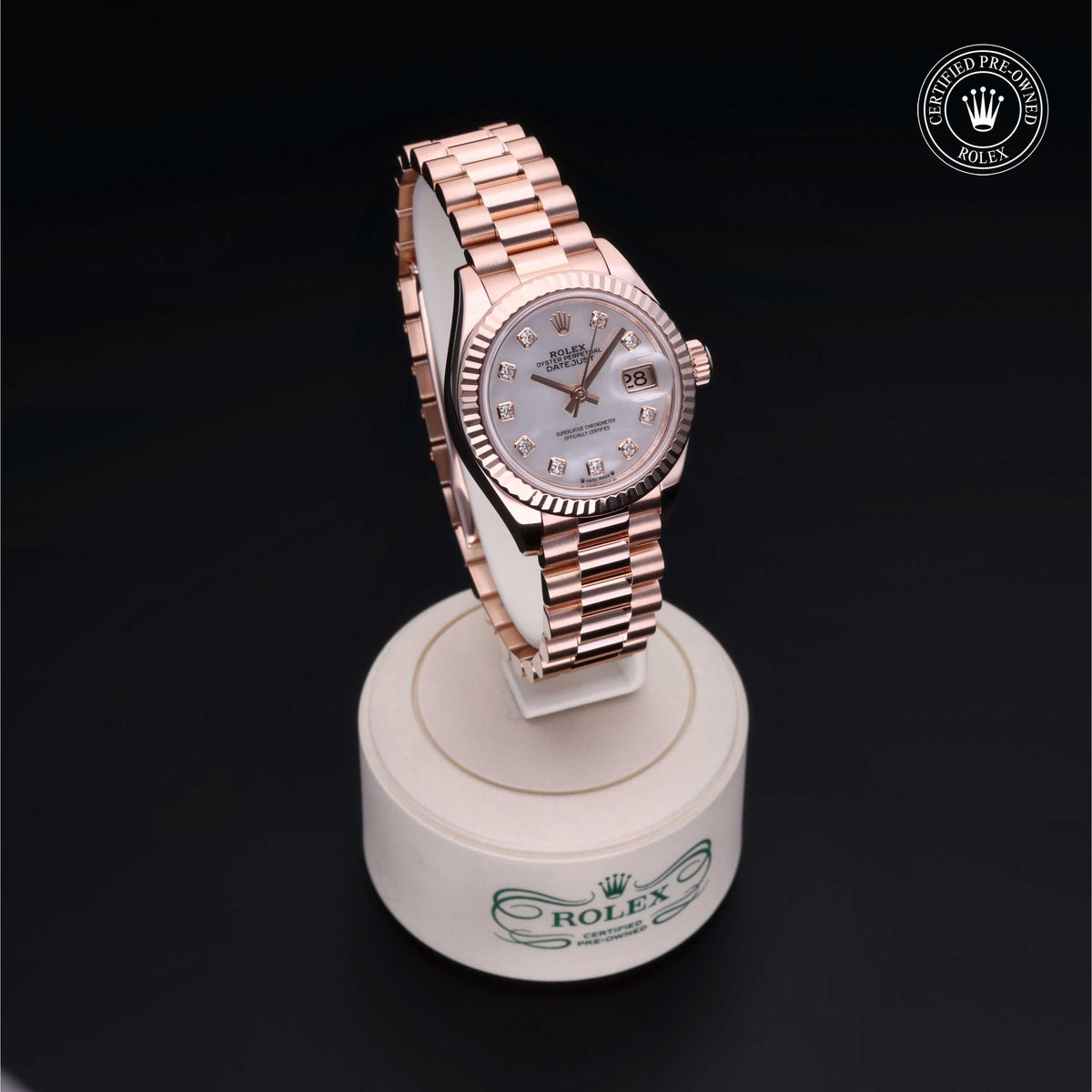 Rolex Certified Pre-Owned Lady-Datejust 28 M279175 in 18 ct Everose gold with white mother-of-pearl dial, image 40 of 41