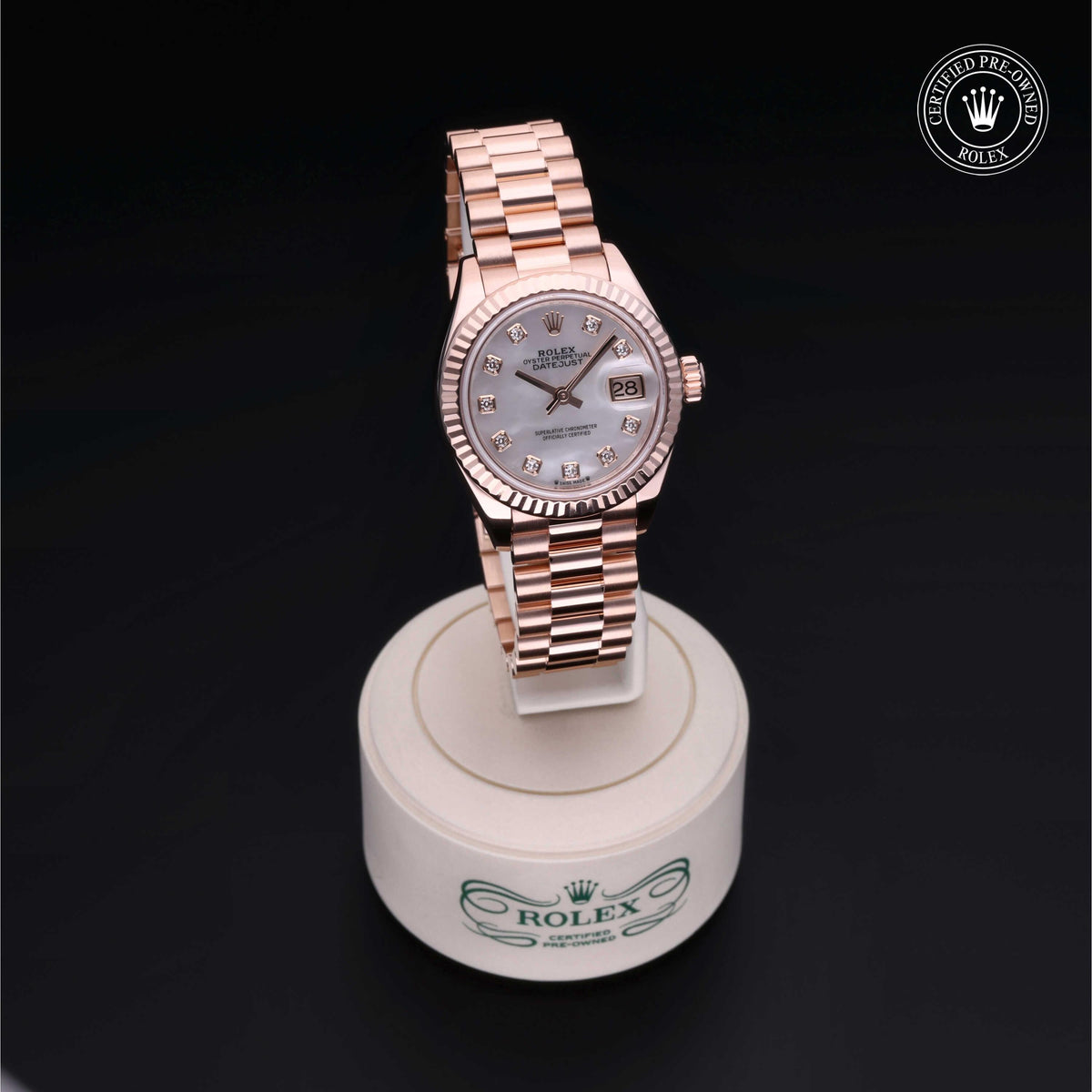 Rolex Certified Pre-Owned Lady-Datejust 28 M279175 in 18 ct Everose gold with white mother-of-pearl dial, image 41 of 41