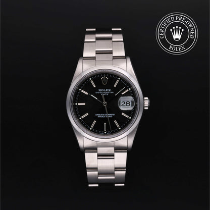 Rolex Certified Pre-Owned Date 34 M15200 in Oystersteel with black dial, image 1 of 41