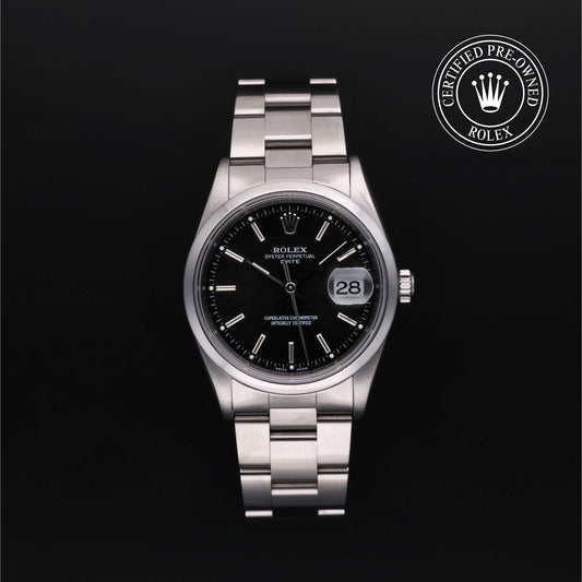 Rolex Certified Pre-Owned Date 34 M15200 in Oystersteel with black dial, image 1 of 41