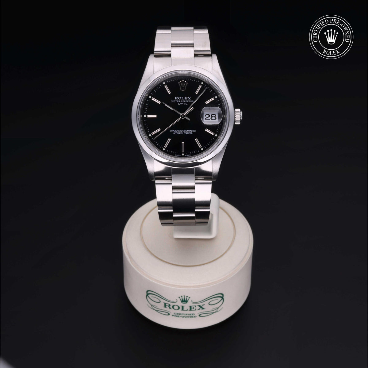 Rolex Certified Pre-Owned Date 34 M15200 in Oystersteel with black dial, image 2 of 41