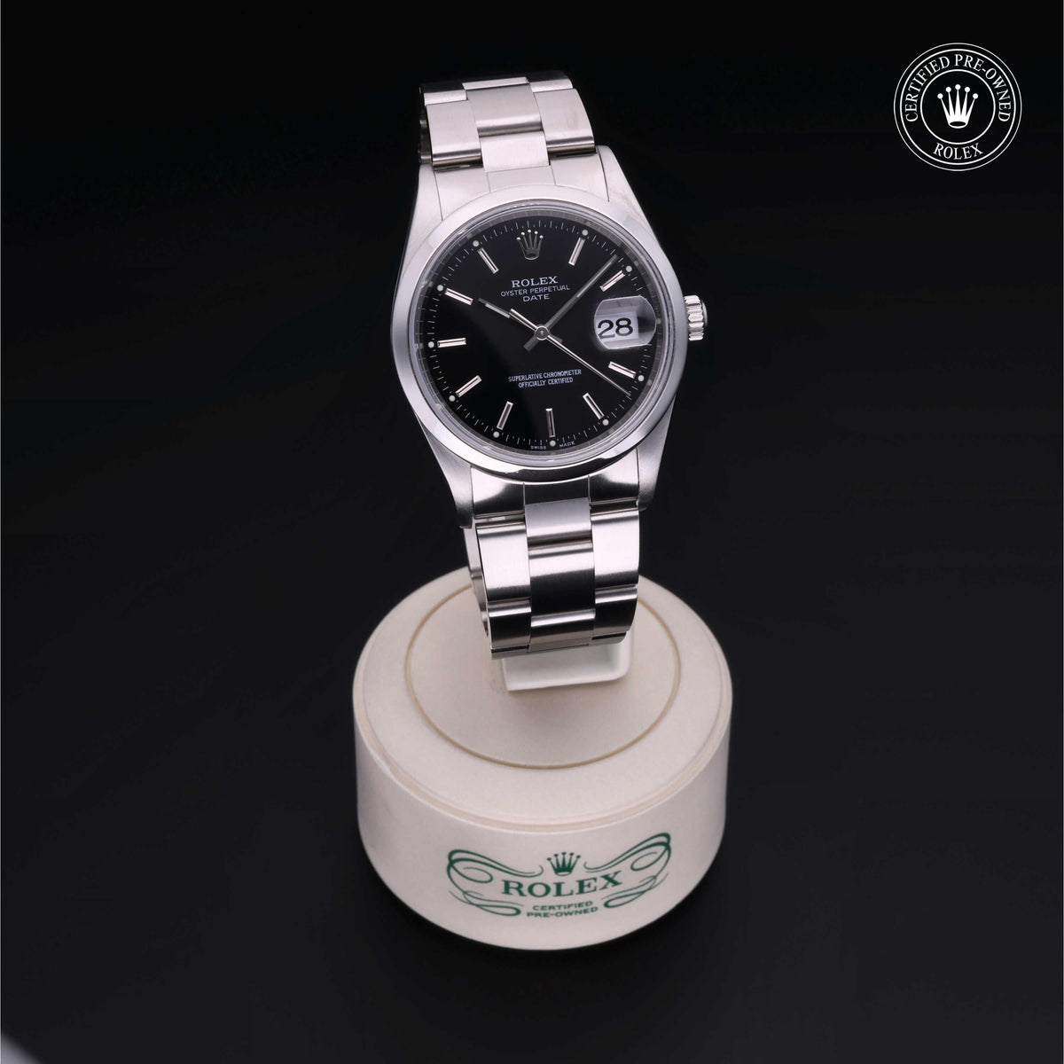 Rolex Certified Pre-Owned Date 34 M15200 in Oystersteel with black dial, image 41 of 41