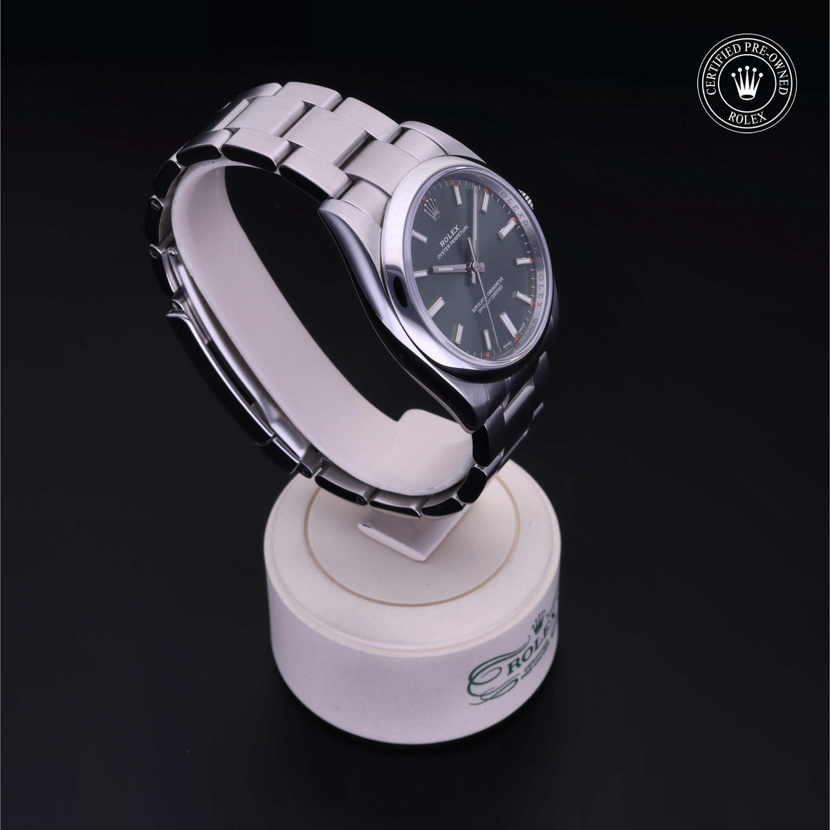 Rolex Certified Pre-Owned Oyster Perpetual 34 M114200 in Oystersteel with green dial, image 36 of 41