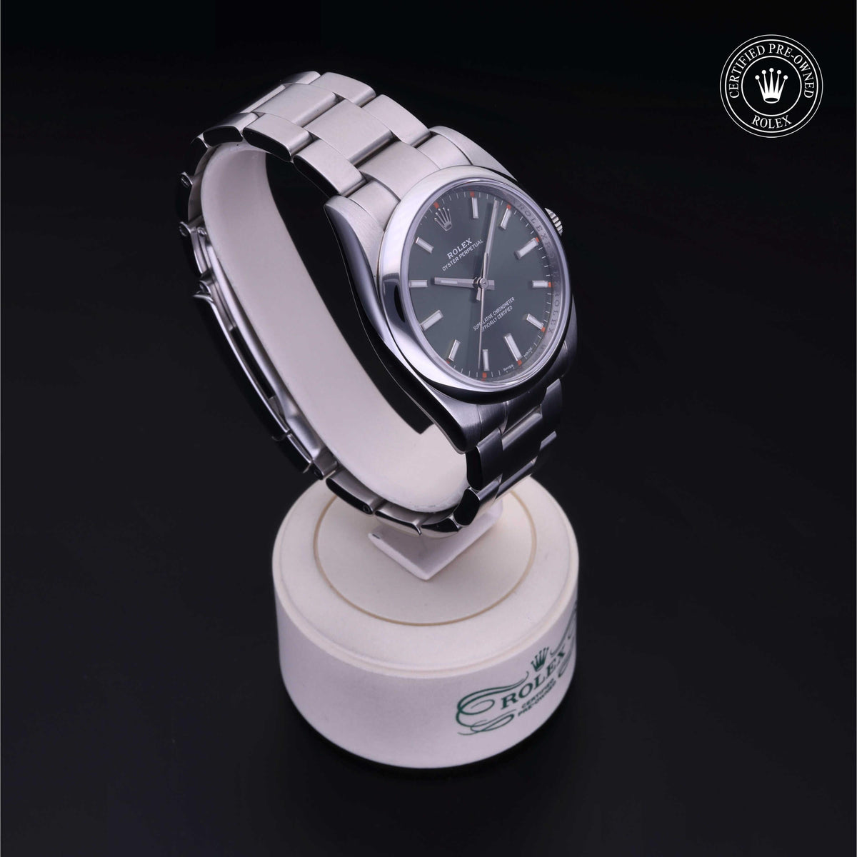 Rolex Certified Pre-Owned Oyster Perpetual 34 M114200 in Oystersteel with green dial, image 37 of 41