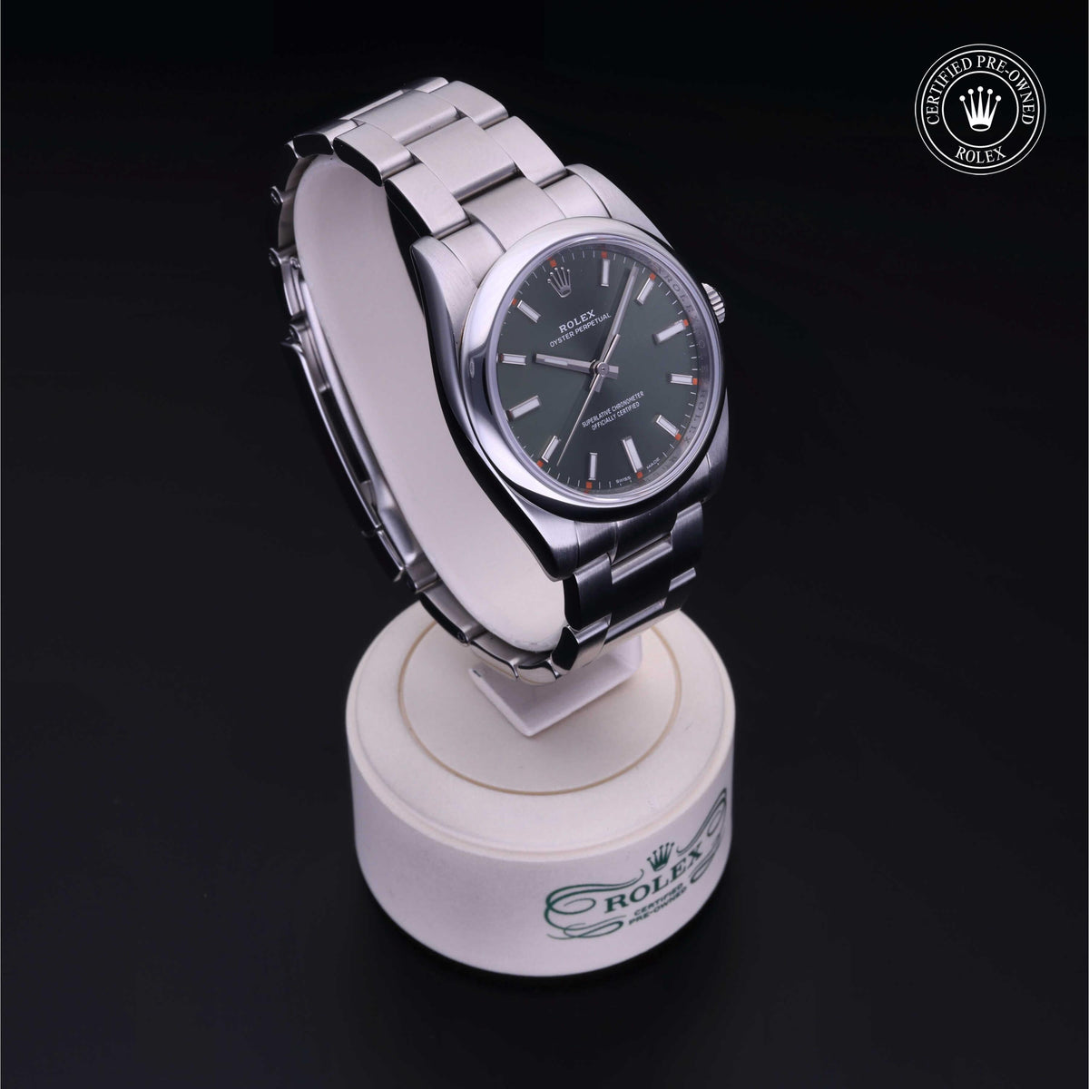 Rolex Certified Pre-Owned Oyster Perpetual 34 M114200 in Oystersteel with green dial, image 38 of 41