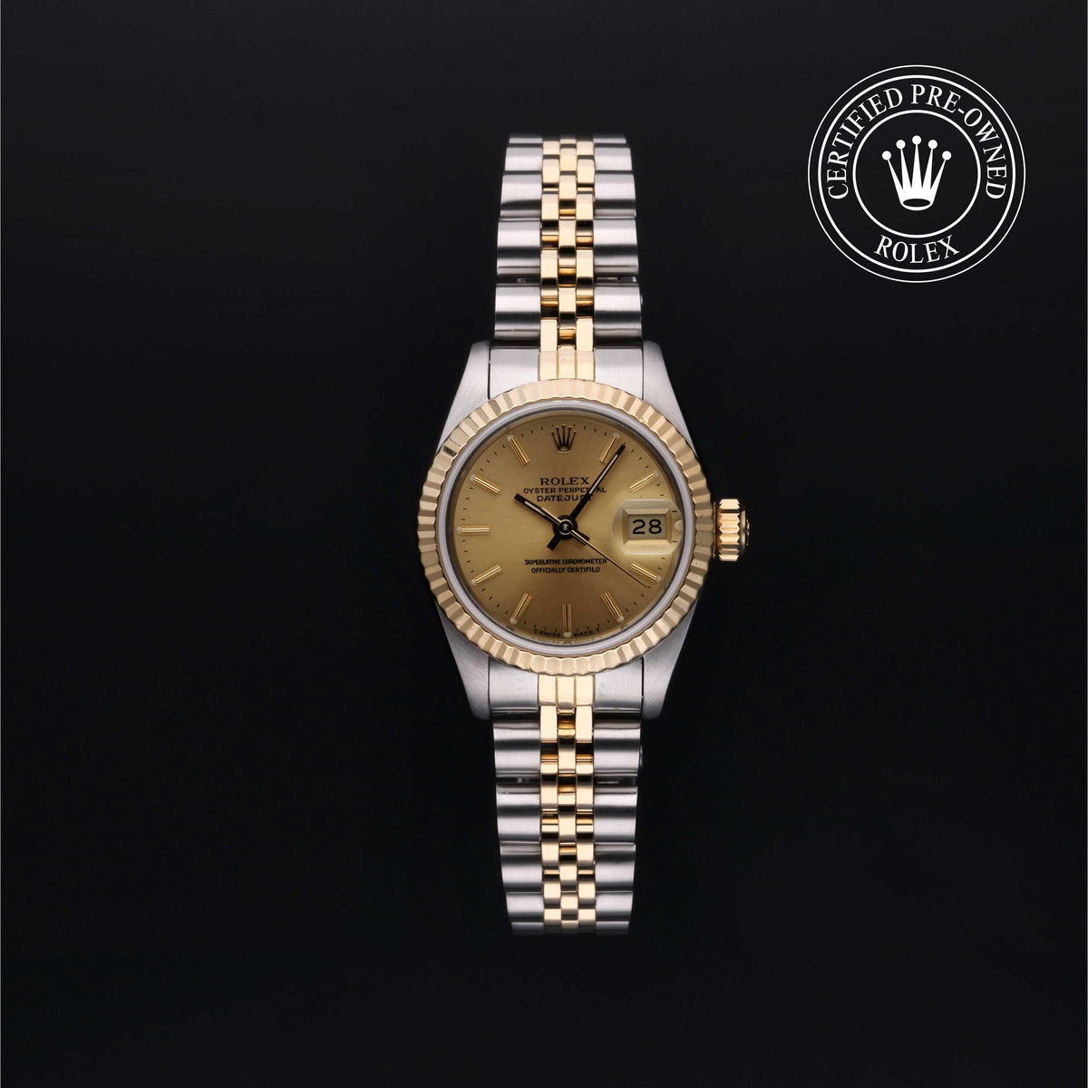 Rolex Certified Pre-Owned Lady-Datejust 26 69173 in Oystersteel and yellow gold with champagne dial, image 1 of 41