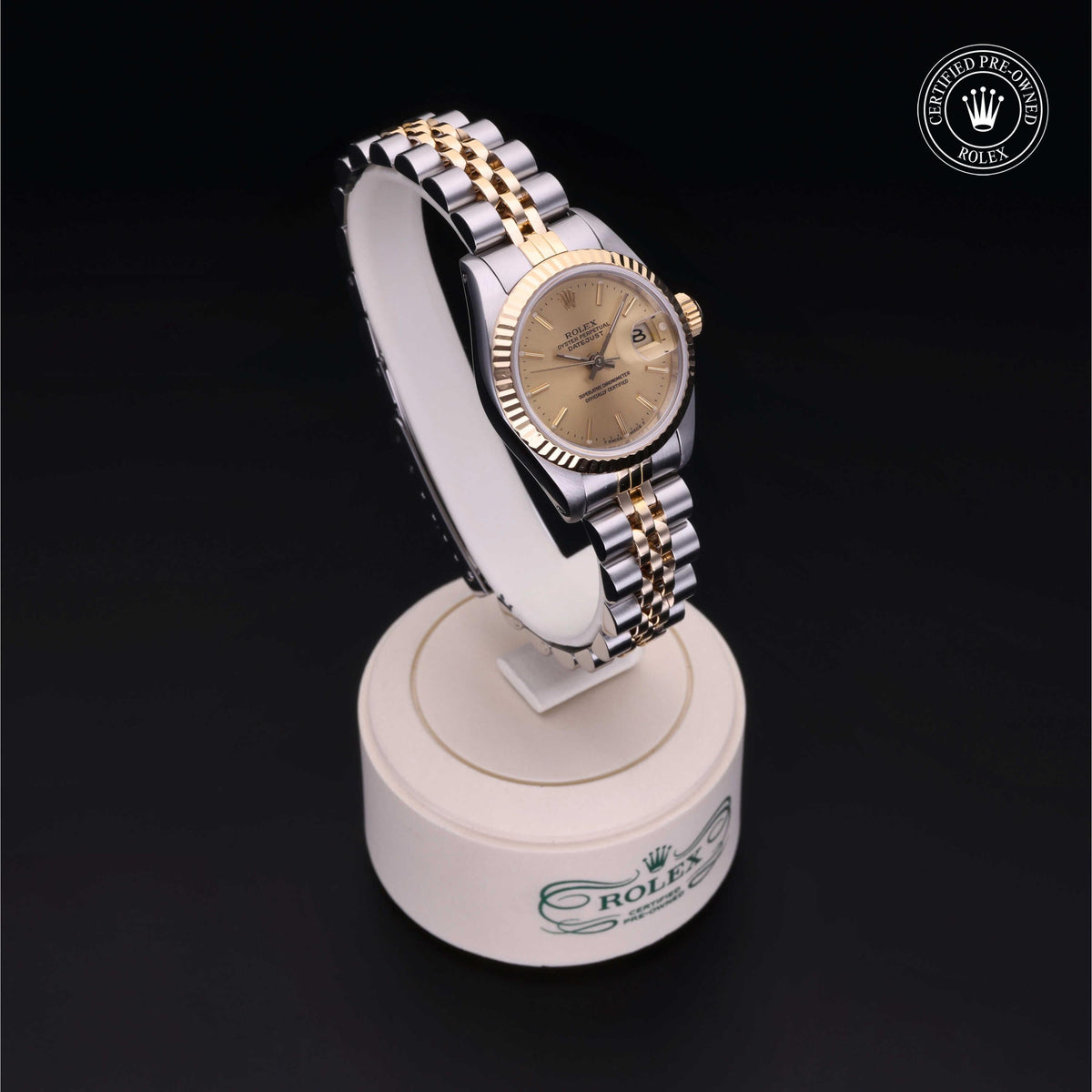 Rolex Certified Pre-Owned Lady-Datejust 26 69173 in Oystersteel and yellow gold with champagne dial, image 38 of 41