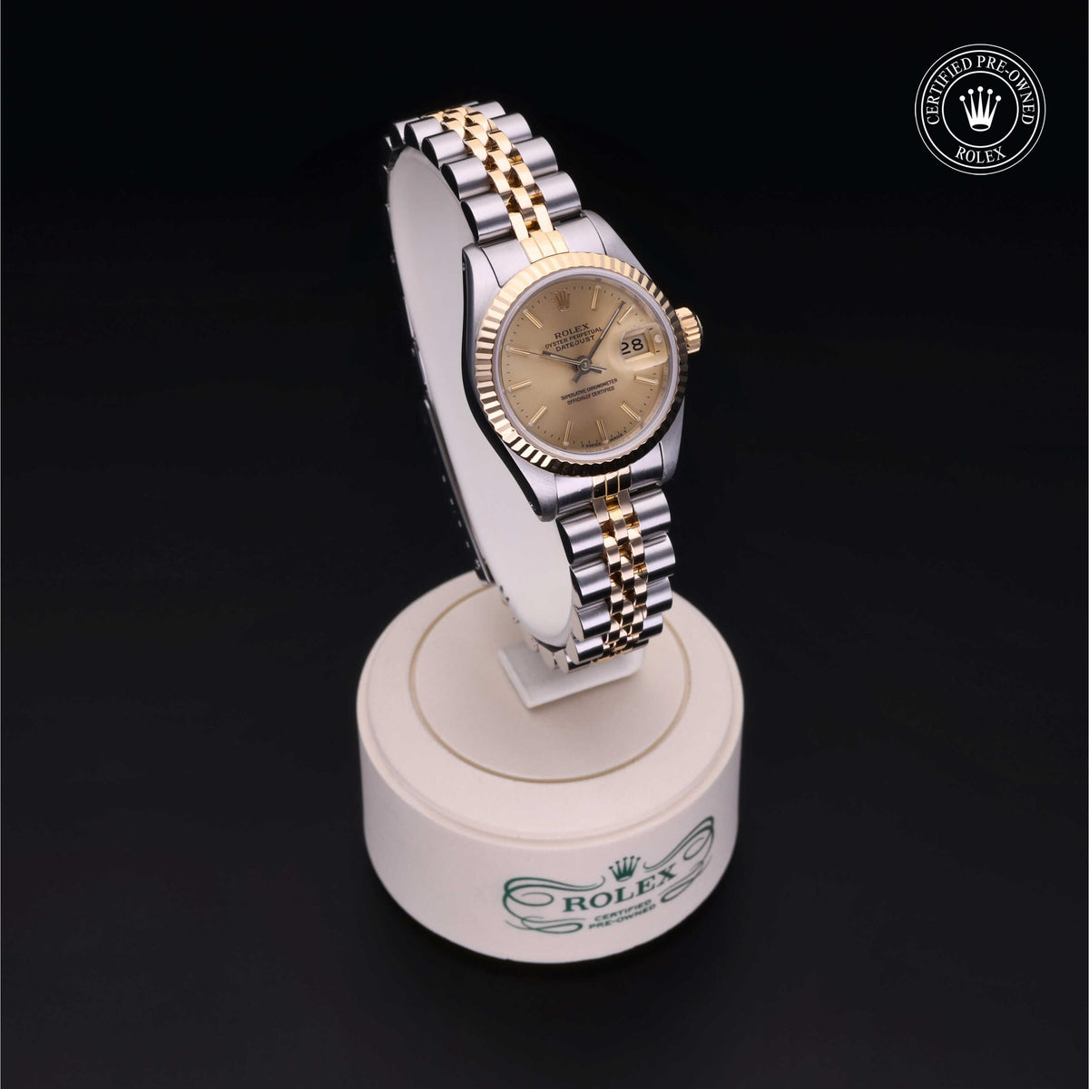 Rolex Certified Pre-Owned Lady-Datejust 26 69173 in Oystersteel and yellow gold with champagne dial, image 39 of 41