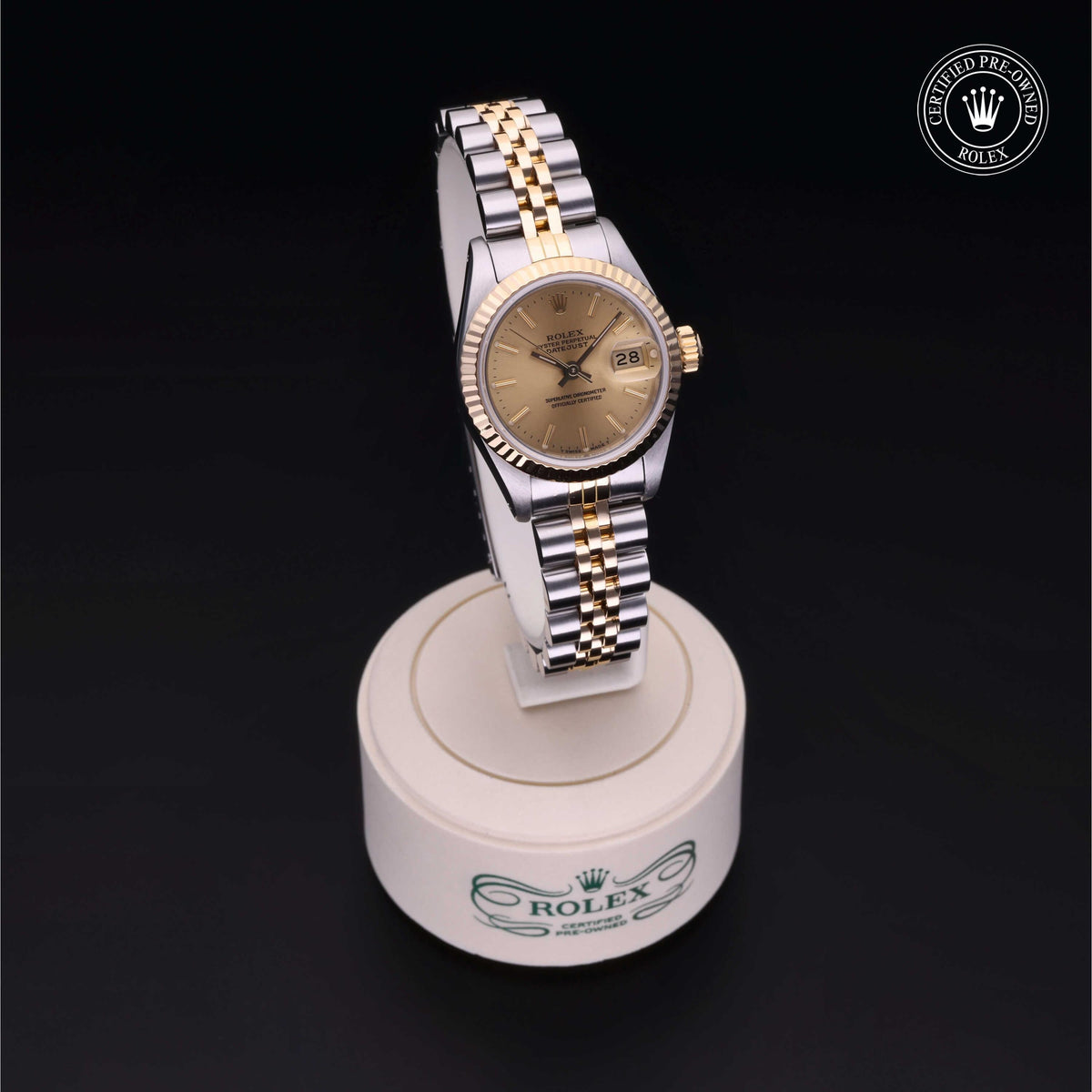 Rolex Certified Pre-Owned Lady-Datejust 26 69173 in Oystersteel and yellow gold with champagne dial, image 40 of 41