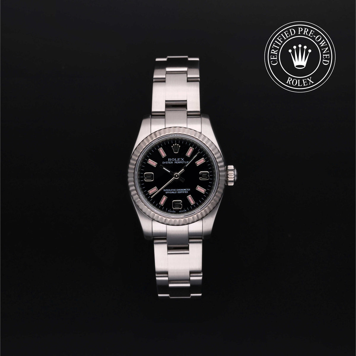 Rolex Certified Pre-Owned Oyster Perpetual 26 M176234 in Oystersteel with black dial, image 1 of 41