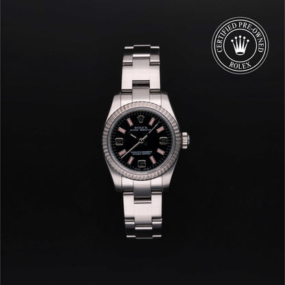 Rolex Certified Pre-Owned Oyster Perpetual 26 M176234 in Oystersteel with black dial, image 1 of 41