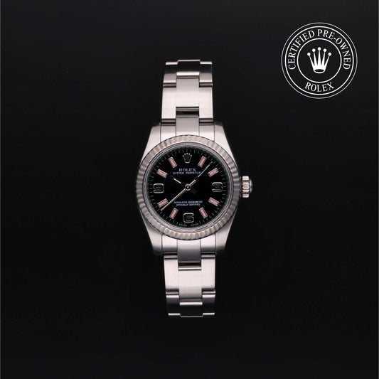 Rolex Certified Pre-Owned Oyster Perpetual 26 M176234 in Oystersteel with black dial, image 1 of 41