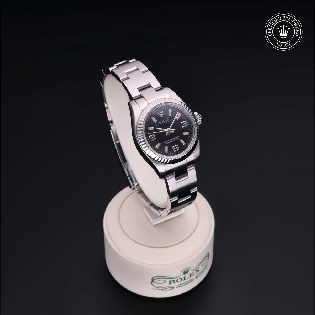 Rolex Certified Pre-Owned Oyster Perpetual 26 M176234 in Oystersteel with black dial, image 39 of 41
