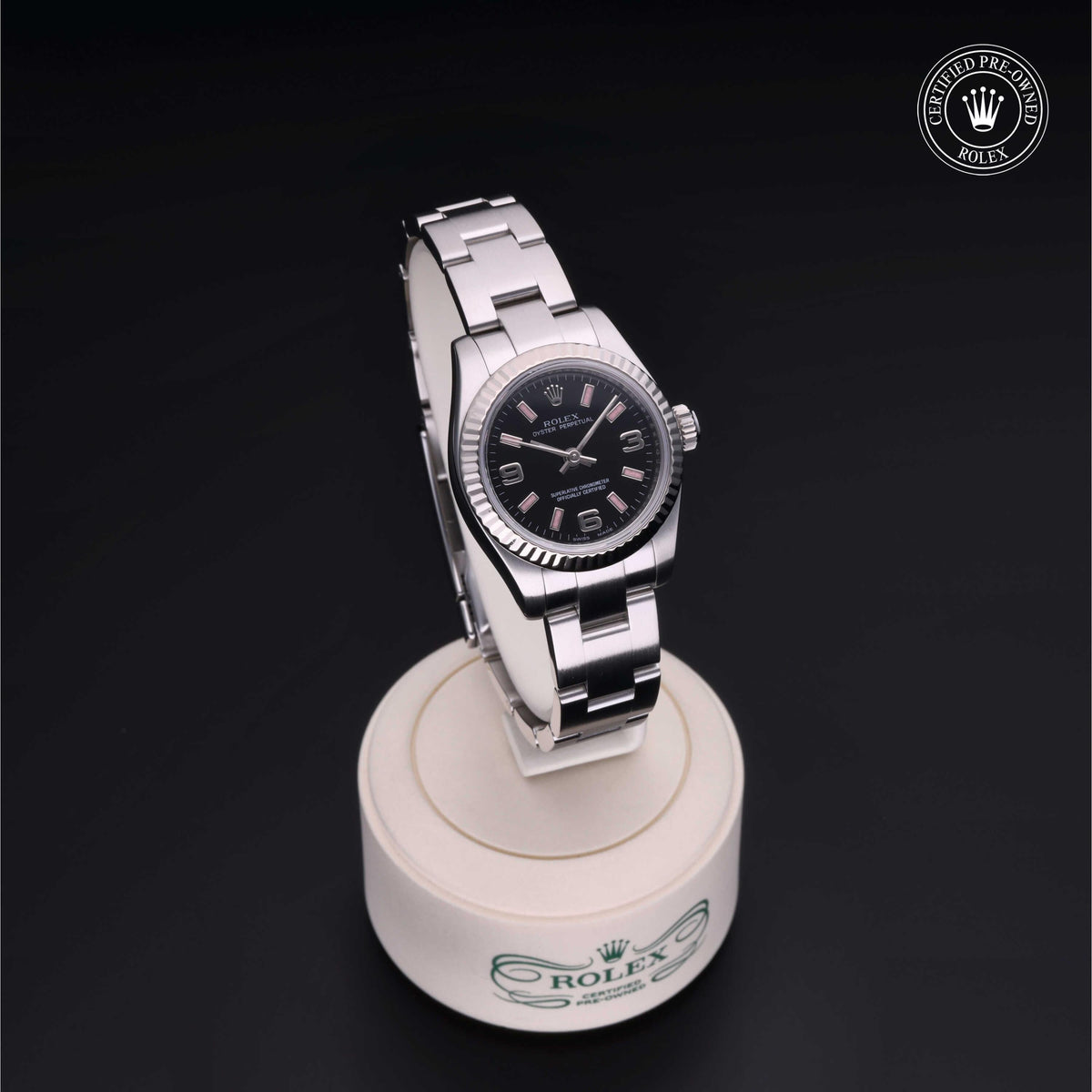 Rolex Certified Pre-Owned Oyster Perpetual 26 M176234 in Oystersteel with black dial, image 40 of 41