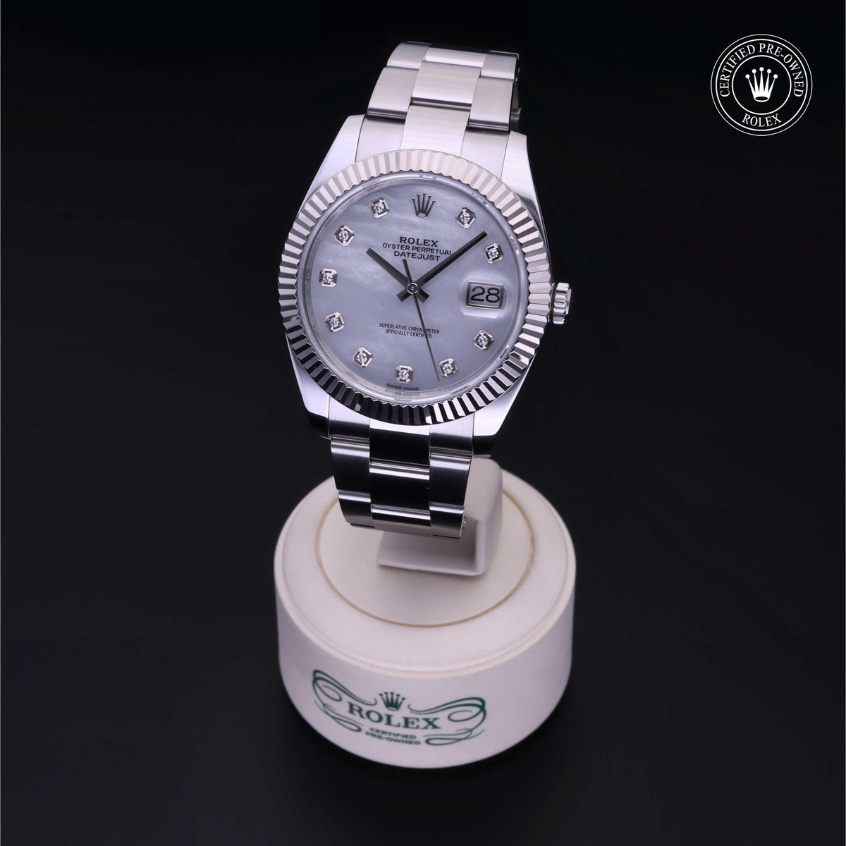 Rolex Certified Pre-Owned Datejust 41 M126334 in Oystersteel with white mother-of-pearl dial, image 7 of 41