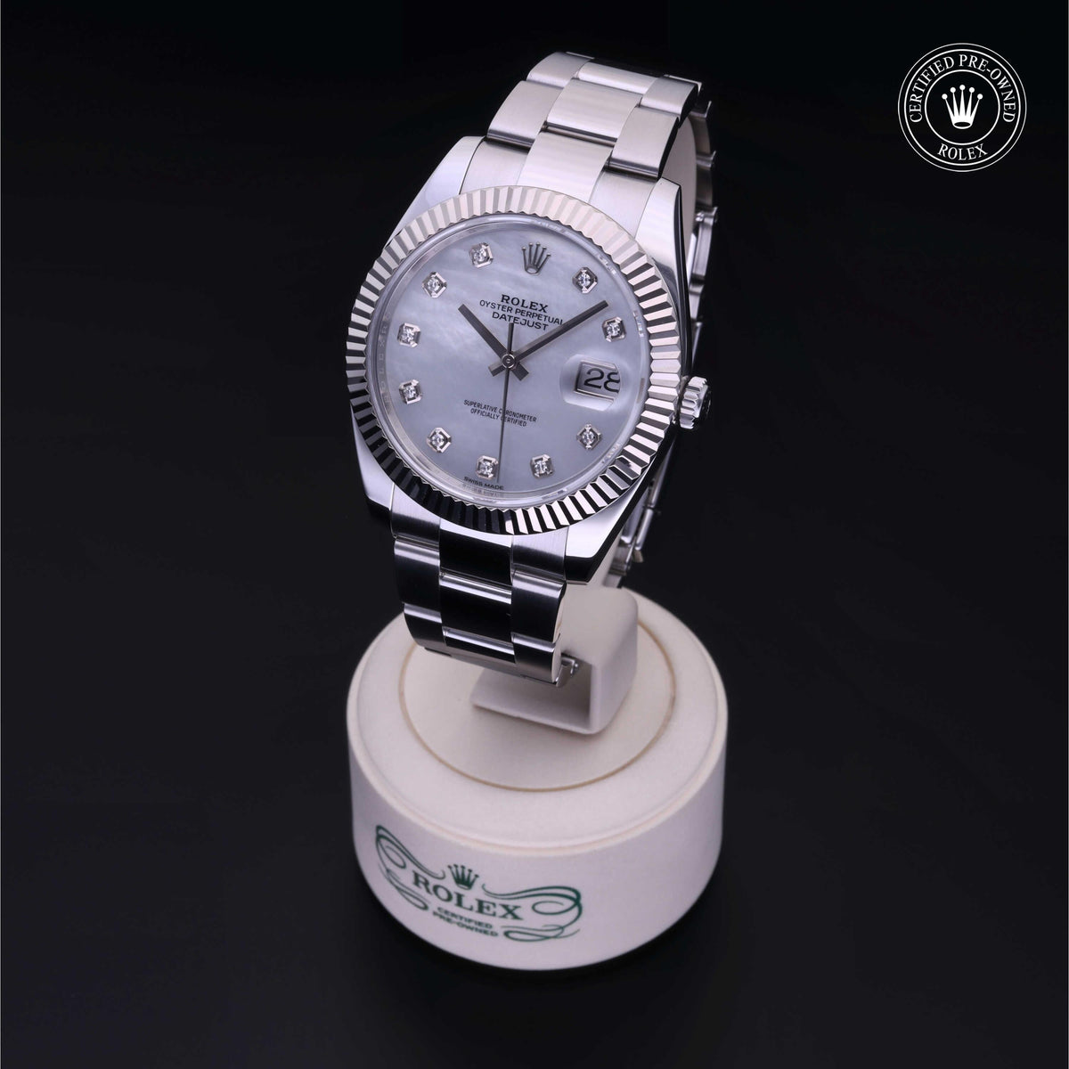 Rolex Certified Pre-Owned Datejust 41 M126334 in Oystersteel with white mother-of-pearl dial, image 8 of 41