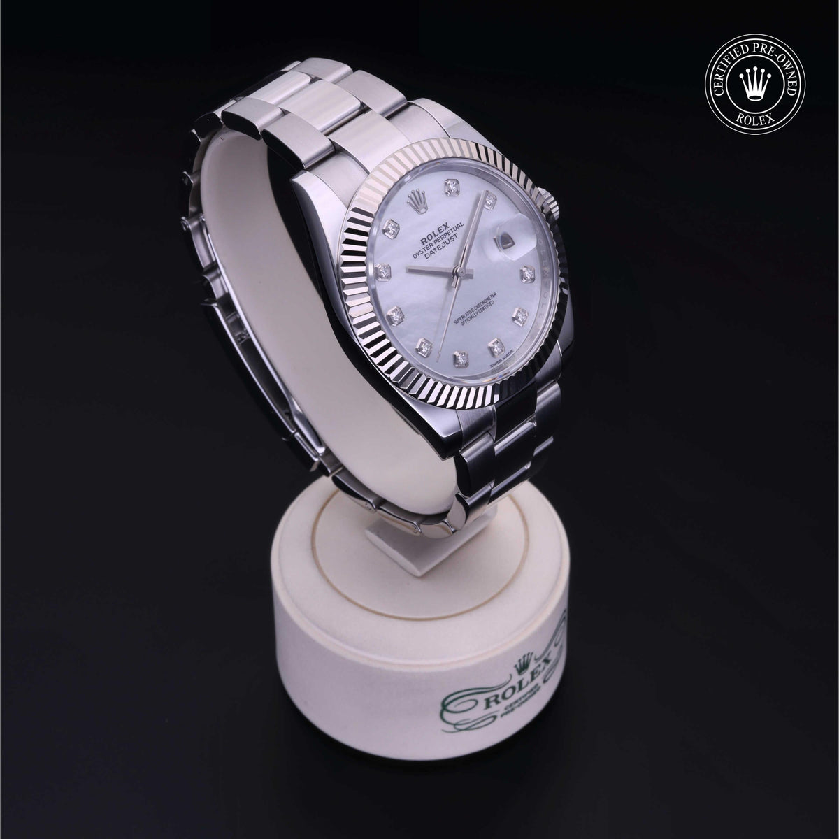Rolex Certified Pre-Owned Datejust 41 M126334 in Oystersteel with white mother-of-pearl dial, image 37 of 41