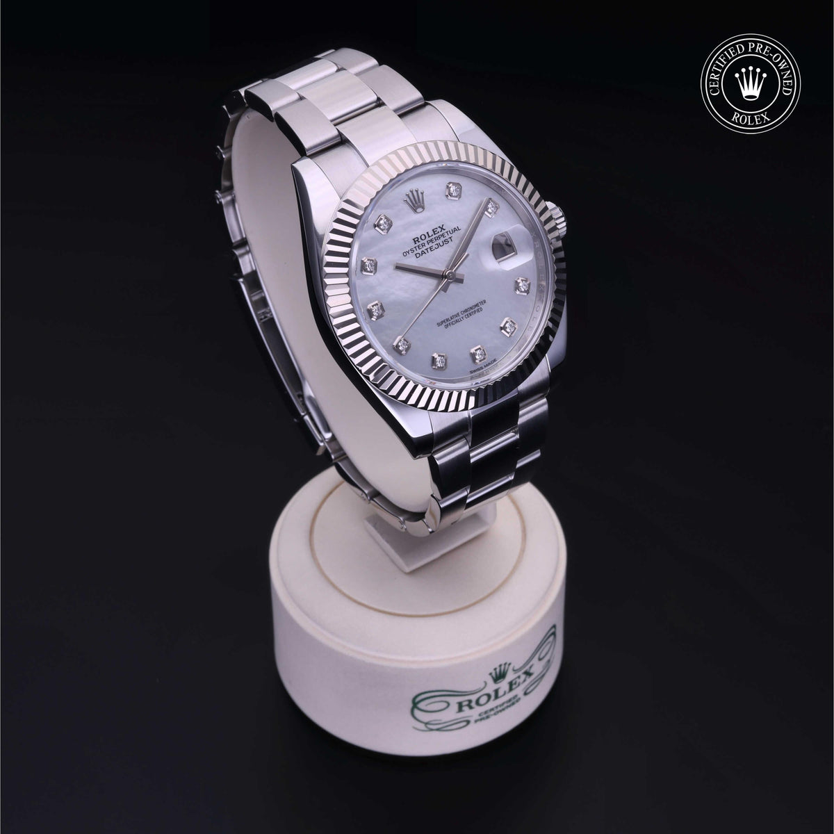 Rolex Certified Pre-Owned Datejust 41 M126334 in Oystersteel with white mother-of-pearl dial, image 38 of 41