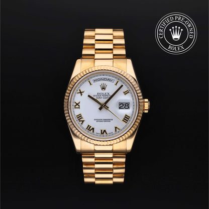 Rolex Certified Pre-Owned Day-Date 36 M118238 in 18 ct yellow gold with white dial, image 1 of 41
