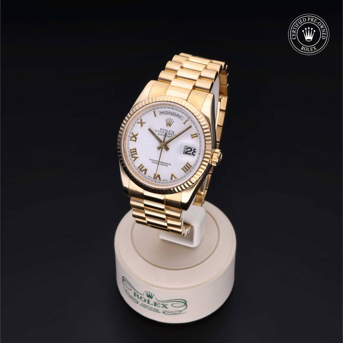 Rolex Certified Pre-Owned Day-Date 36 M118238 in 18 ct yellow gold with white dial, image 8 of 41