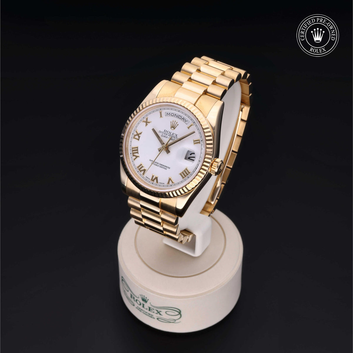 Rolex Certified Pre-Owned Day-Date 36 M118238 in 18 ct yellow gold with white dial, image 3 of 41