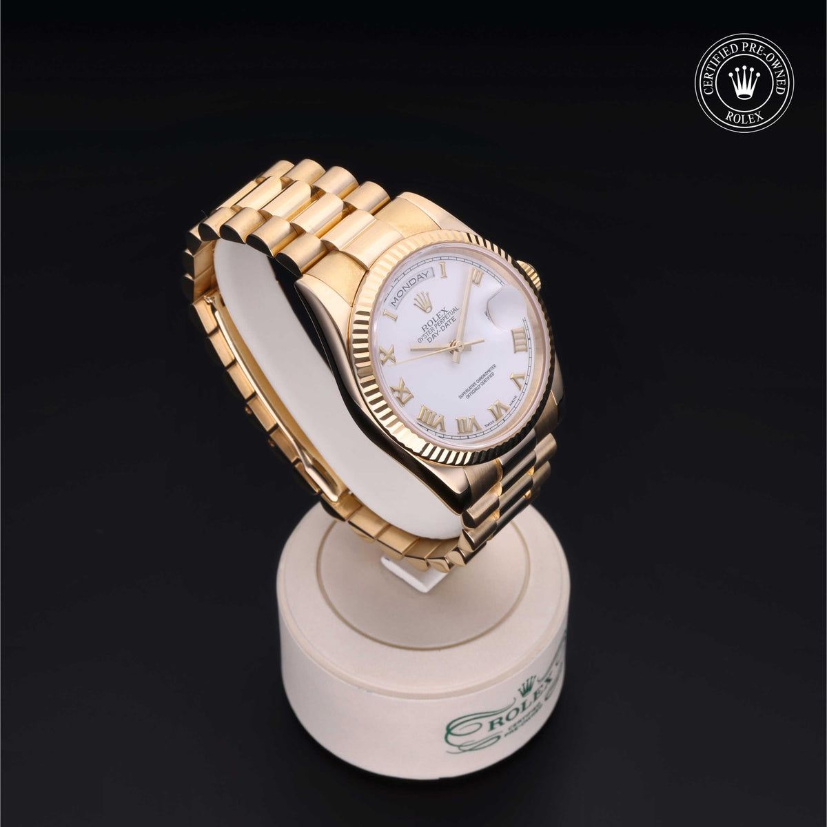 Rolex Certified Pre-Owned Day-Date 36 M118238 in 18 ct yellow gold with white dial, image 37 of 41