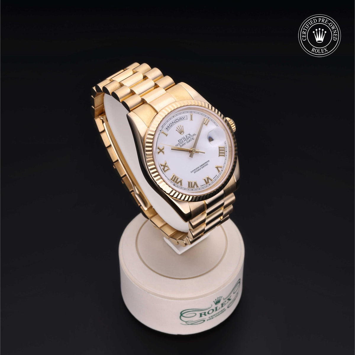 Rolex Certified Pre-Owned Day-Date 36 M118238 in 18 ct yellow gold with white dial, image 38 of 41