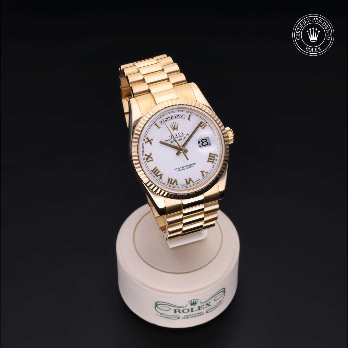 Rolex Certified Pre-Owned Day-Date 36 M118238 in 18 ct yellow gold with white dial, image 40 of 41