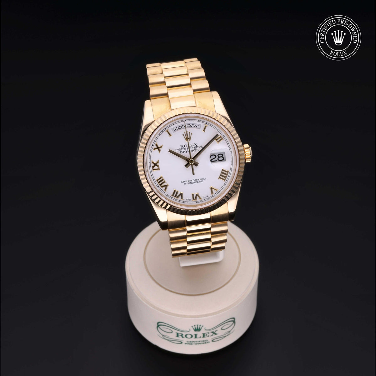 Rolex Certified Pre-Owned Day-Date 36 M118238 in 18 ct yellow gold with white dial, image 41 of 41