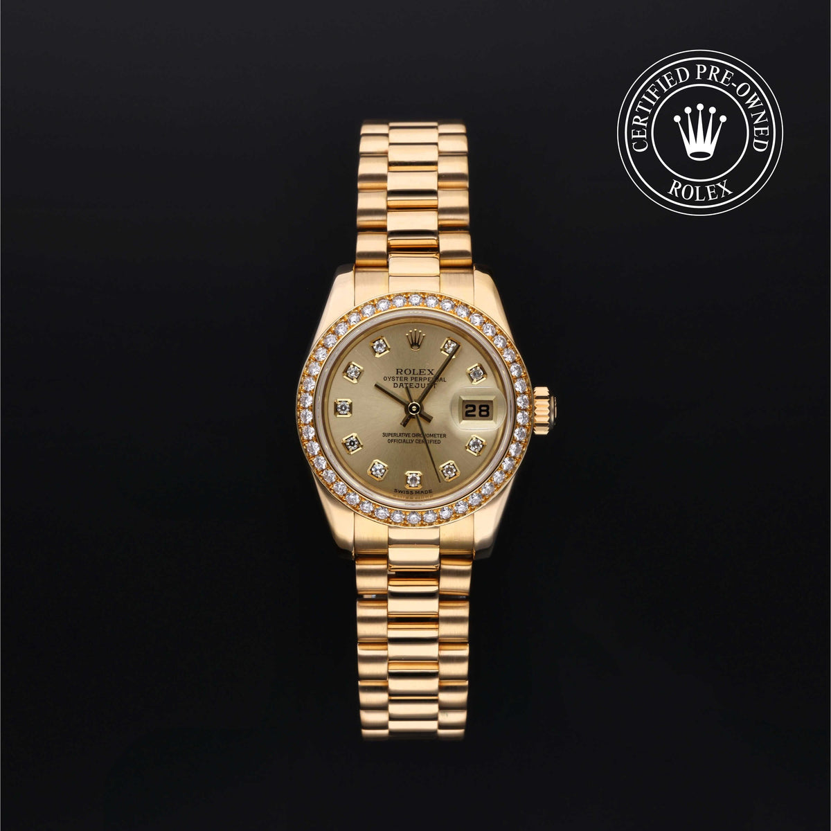 Rolex Certified Pre-Owned Lady-Datejust 26 M179138 in 18 ct yellow gold with champagne dial, image 1 of 41