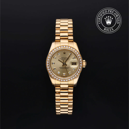 Rolex Certified Pre-Owned Lady-Datejust 26 M179138 in 18 ct yellow gold with champagne dial, image 1 of 41