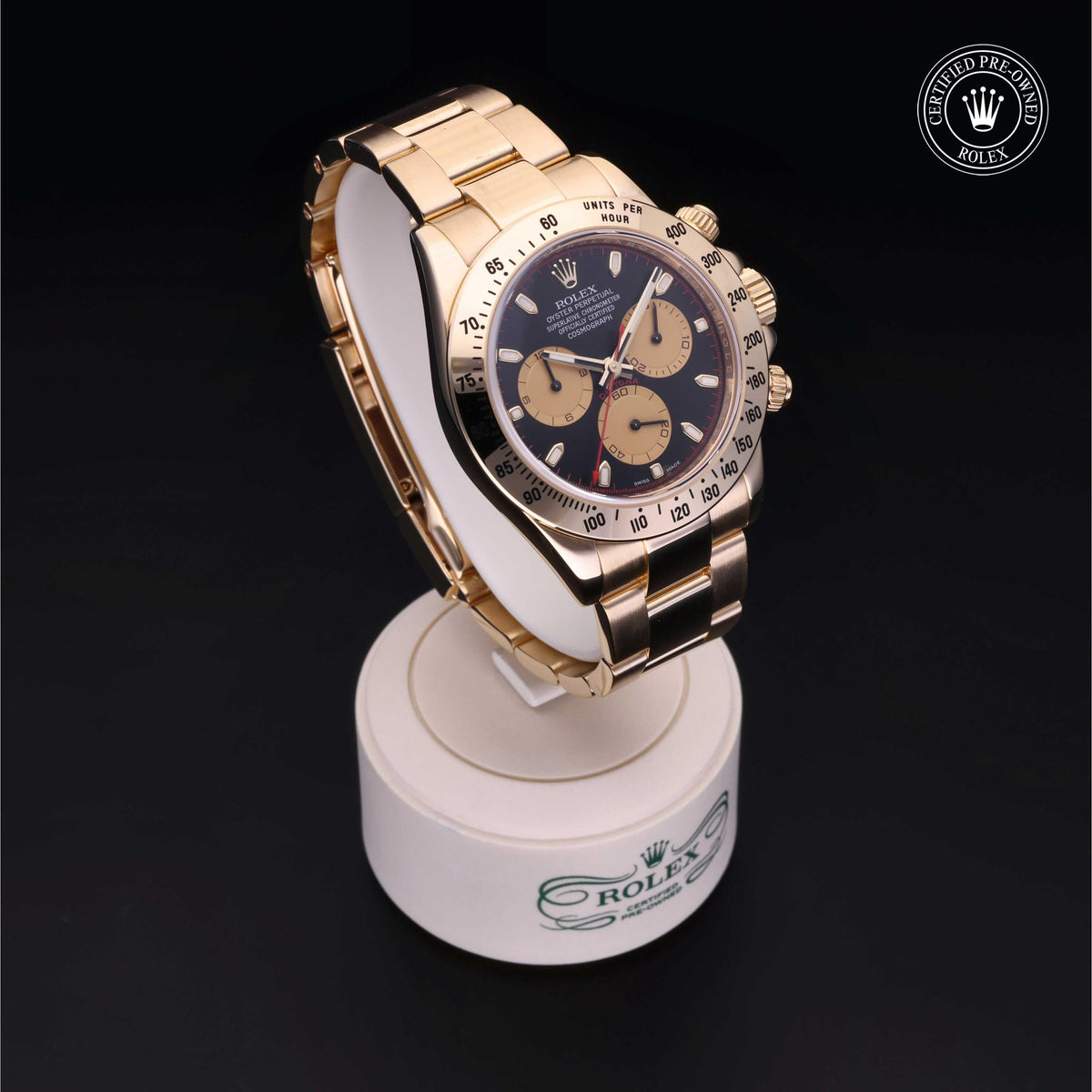 Rolex Certified Pre-Owned Cosmograph Daytona M116528 in 18 ct yellow gold with black dial, image 38 of 41