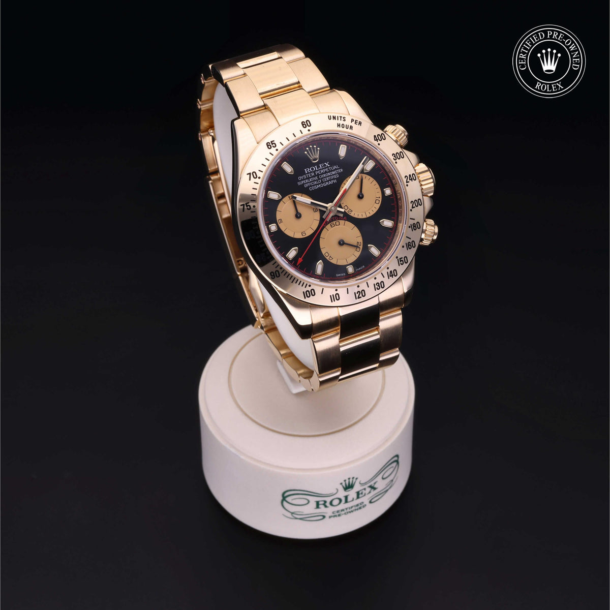Rolex Certified Pre-Owned Cosmograph Daytona M116528 in 18 ct yellow gold with black dial, image 39 of 41