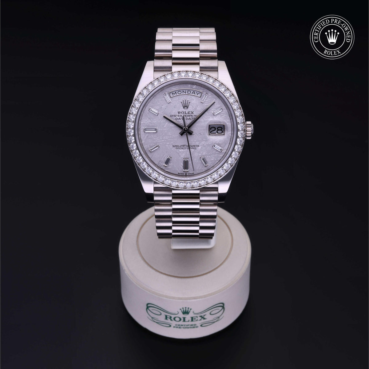 Rolex Certified Pre-Owned Day-Date 40 M228349RBR in 18 ct white gold with meteorite dial, image 2 of 41