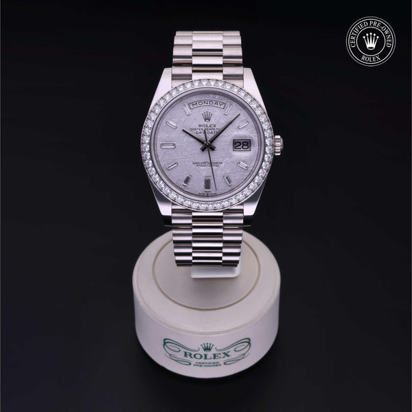 Rolex Certified Pre-Owned Day-Date 40 M228349RBR in 18 ct white gold with meteorite dial, image 6 of 41