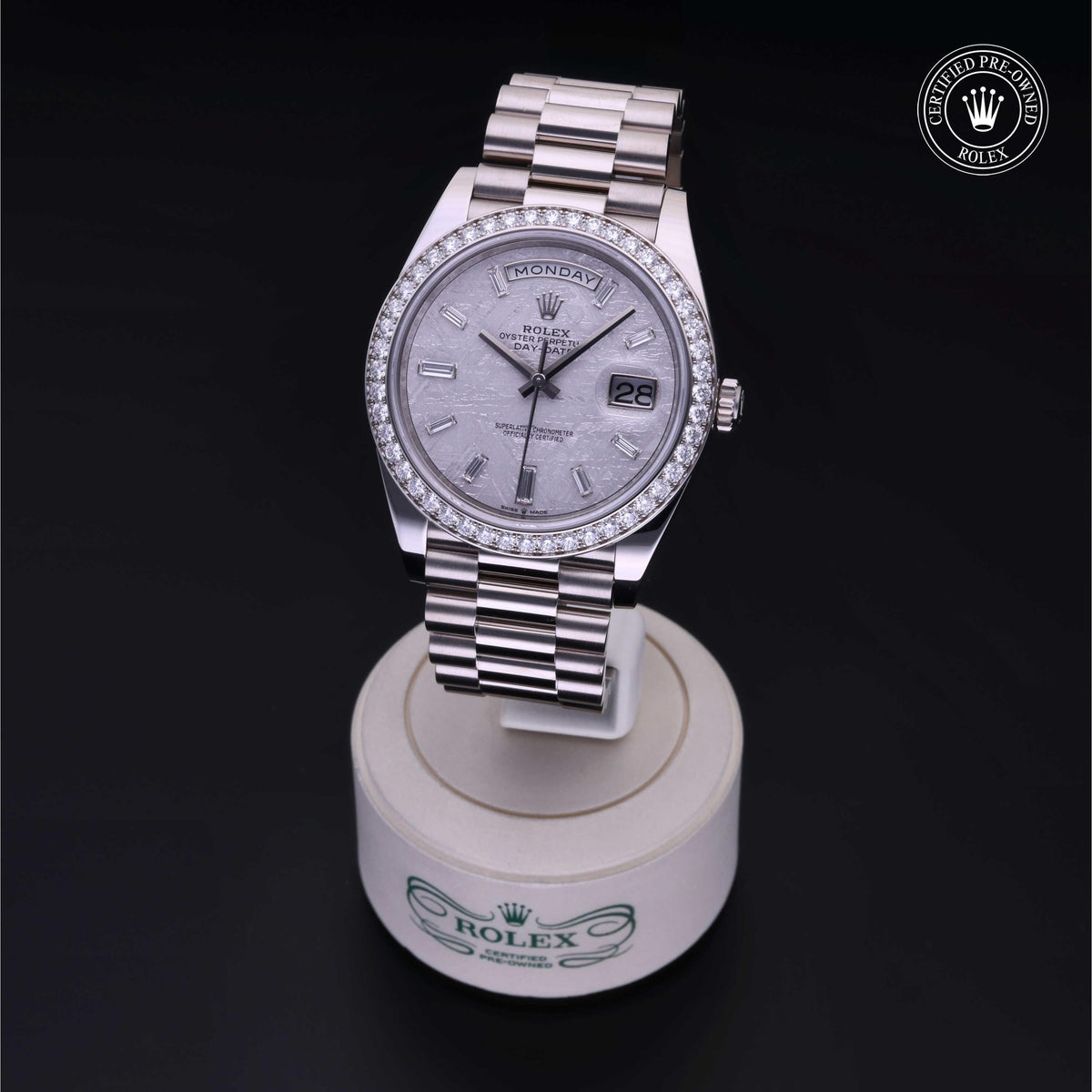 Rolex Certified Pre-Owned Day-Date 40 M228349RBR in 18 ct white gold with meteorite dial, image 7 of 41