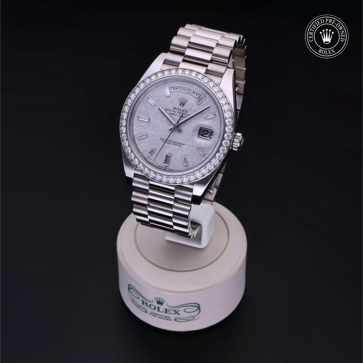 Rolex Certified Pre-Owned Day-Date 40 M228349RBR in 18 ct white gold with meteorite dial, image 8 of 41
