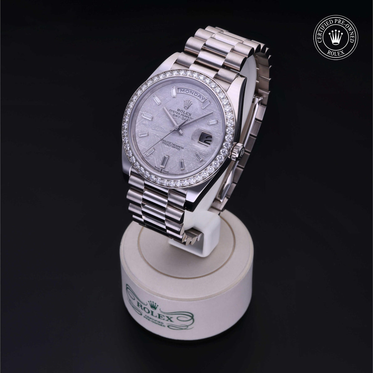 Rolex Certified Pre-Owned Day-Date 40 M228349RBR in 18 ct white gold with meteorite dial, image 3 of 41