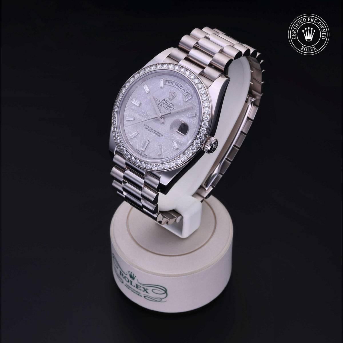 Rolex Certified Pre-Owned Day-Date 40 M228349RBR in 18 ct white gold with meteorite dial, image 10 of 41