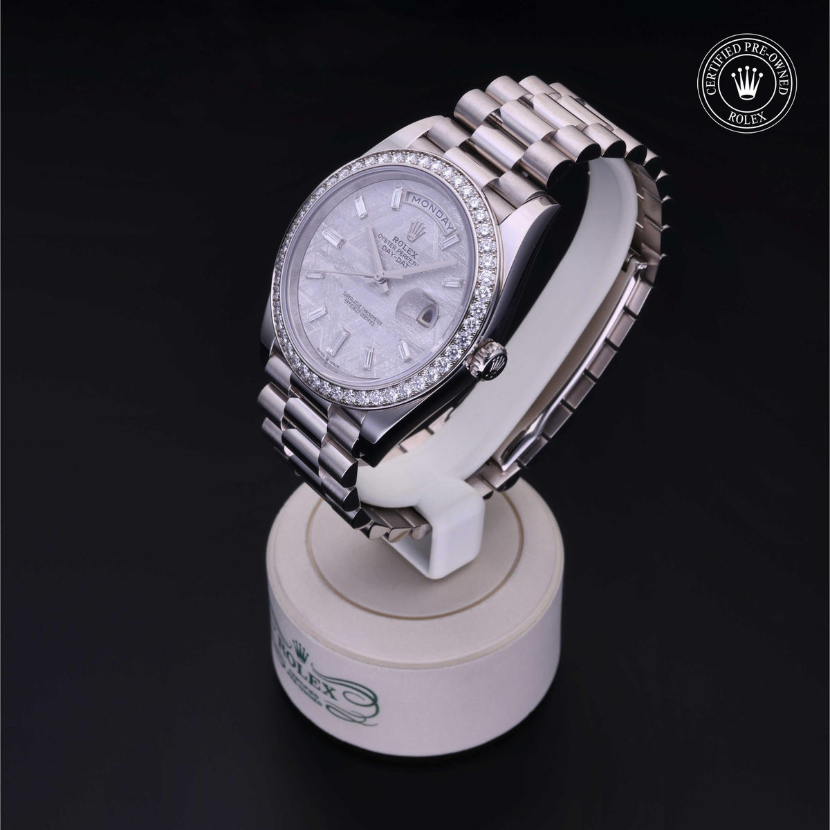Rolex Certified Pre-Owned Day-Date 40 M228349RBR in 18 ct white gold with meteorite dial, image 11 of 41