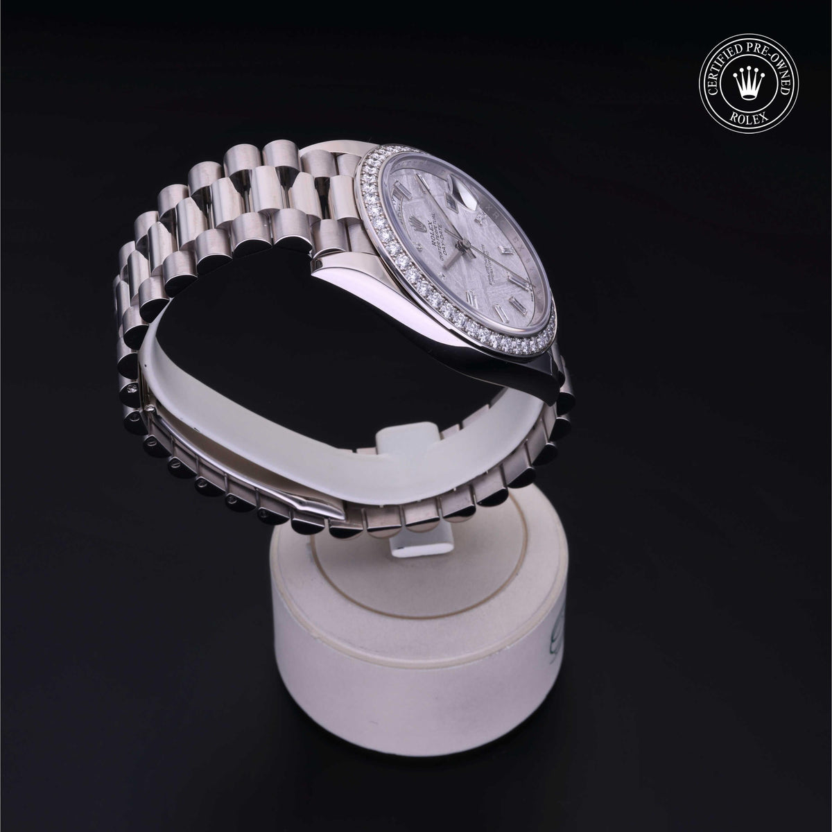 Rolex Certified Pre-Owned Day-Date 40 M228349RBR in 18 ct white gold with meteorite dial, image 32 of 41