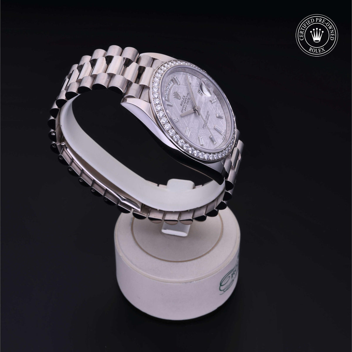Rolex Certified Pre-Owned Day-Date 40 M228349RBR in 18 ct white gold with meteorite dial, image 34 of 41