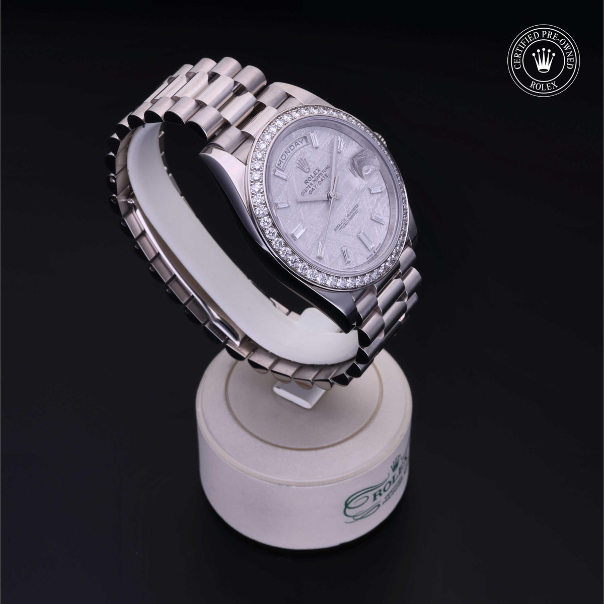 Rolex Certified Pre-Owned Day-Date 40 M228349RBR in 18 ct white gold with meteorite dial, image 36 of 41
