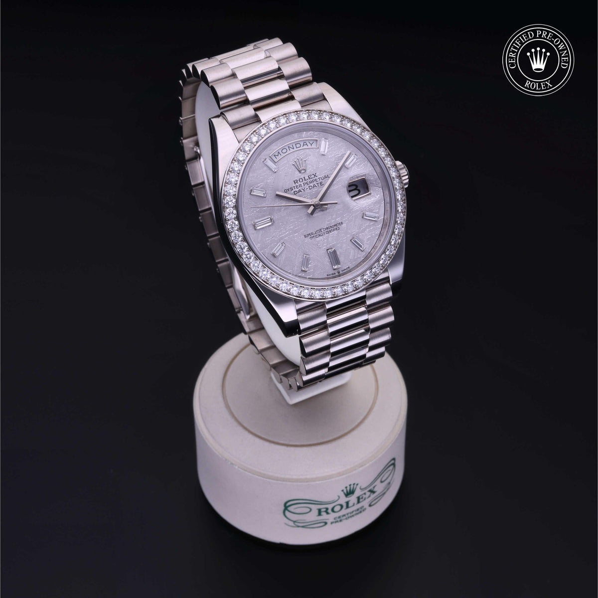 Rolex Certified Pre-Owned Day-Date 40 M228349RBR in 18 ct white gold with meteorite dial, image 39 of 41