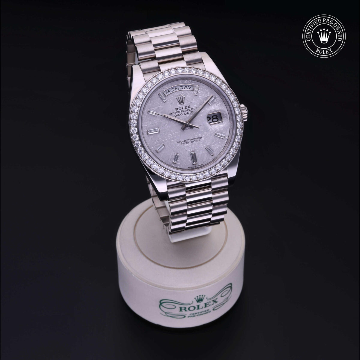Rolex Certified Pre-Owned Day-Date 40 M228349RBR in 18 ct white gold with meteorite dial, image 40 of 41